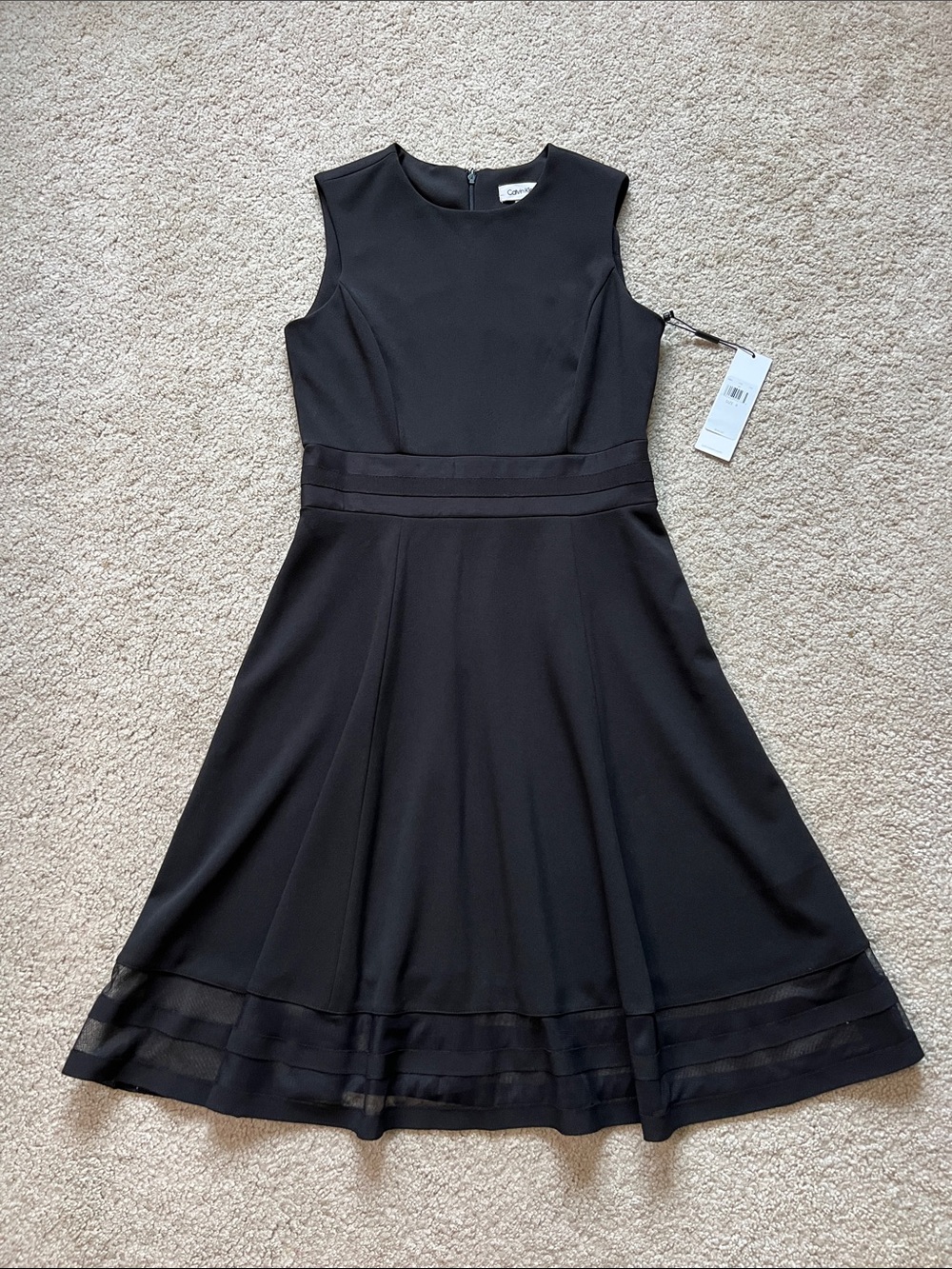 Calvin Klein Black Sleeveless A-Line Midi Dress size 4